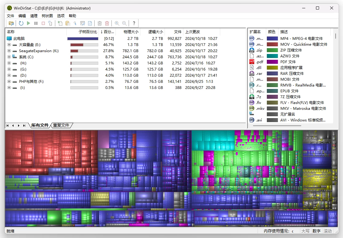 WinDirStat 磁盘使用统计和清理工具 v2.0.3 中文免费绿色版-梨子乐分享