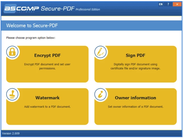 图片[1]-ASCOMP Secure-PDF Pro PDF文件加密 v2.0  便携版-梨子乐分享